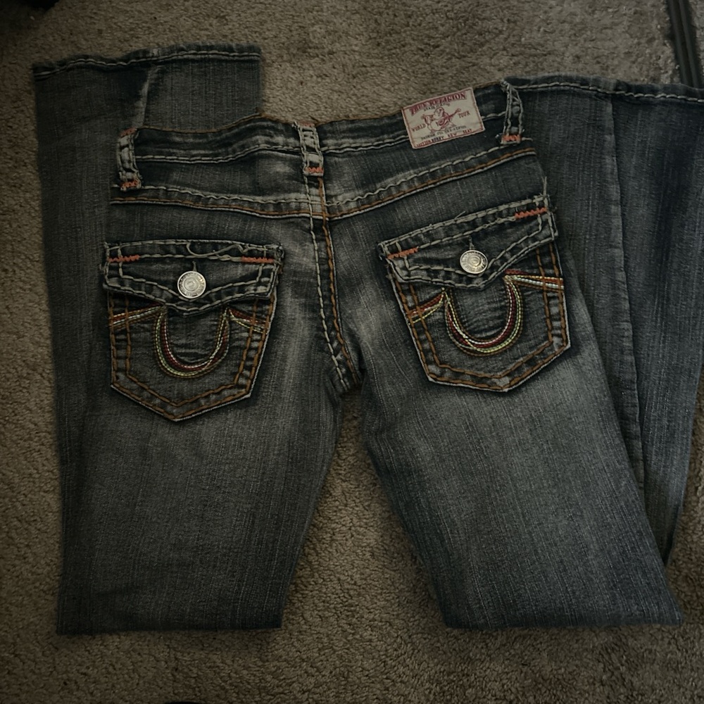 True Religion Women's Dark Blue/Gray Jeans #y2k